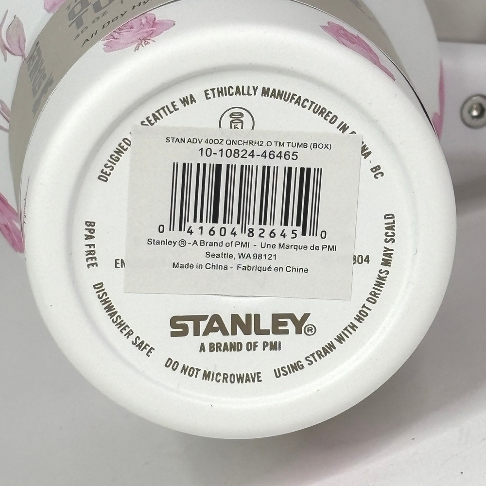 Stanley x LoveShackFancy 40oz Quencher H2.0 Tumbler Ribbon Rosa Pink Floral NEW - Picture 7 of 7